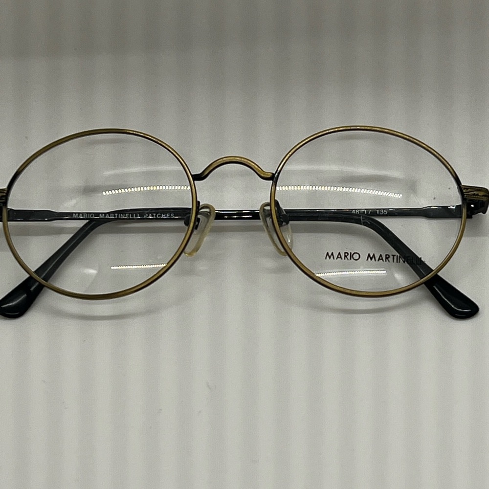 Vintage 1980's MM Round Gold/Black Rx’able Eyeglasses Frames
